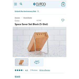CUTCO Space Saver Set Block - 5 slot  CURRENTLY PRODUCT ON WEBSITE (retails for